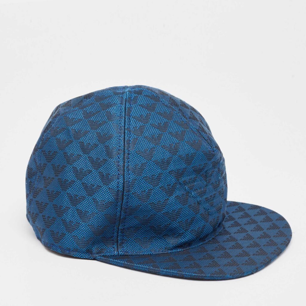 Emporio Armani Blue Monogram Pattern Canvas Baseball Cap S Emporio Armani Blue Monogram Pattern Canvas Baseball Cap S