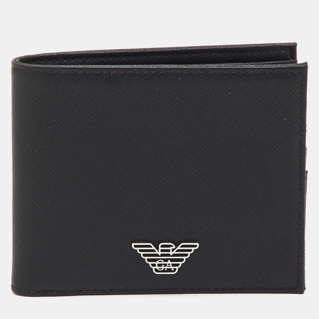 Emporio Armani Black Saffiano Leather Gift Set Twin Wallet Emporio Armani Black Saffiano Leather Gift Set Twin Wallet