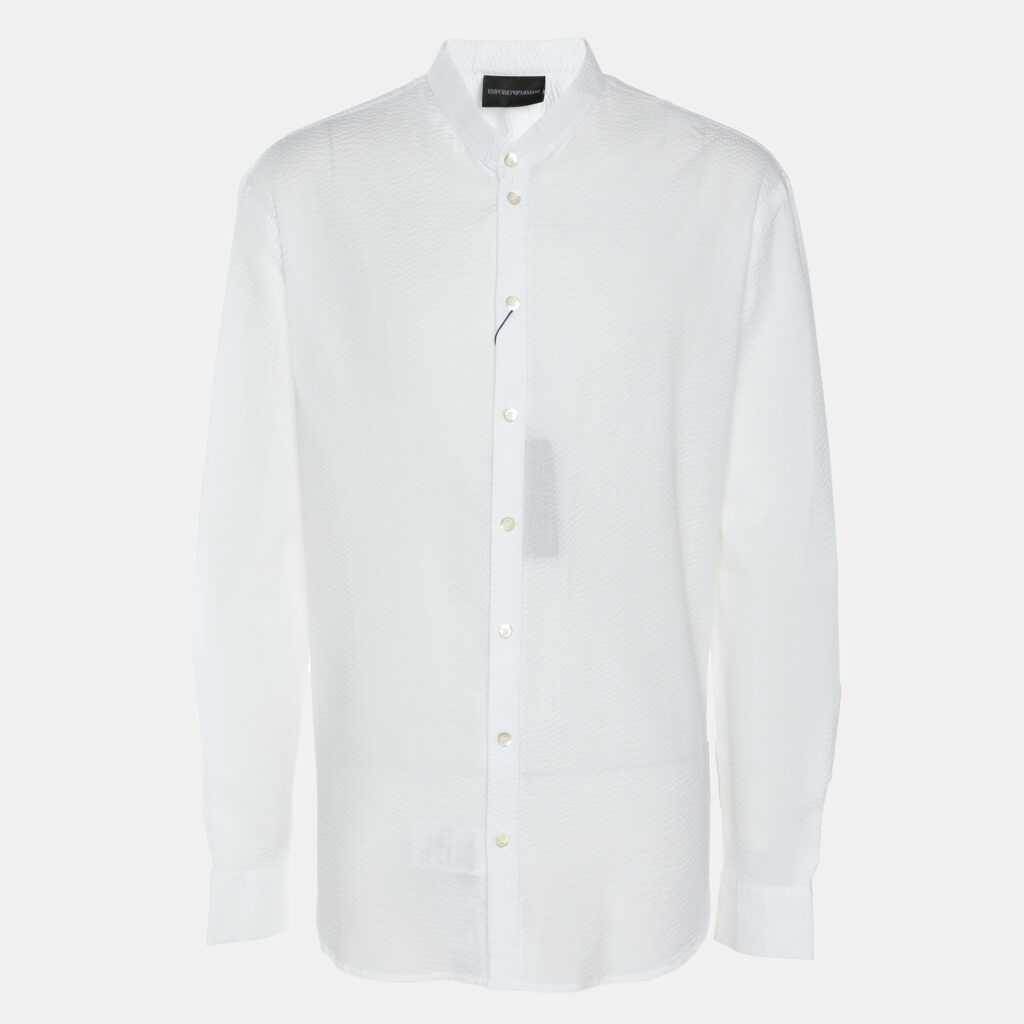 luxury-men-emporio-armani-new-clothes-p1173390-001-1.jpg Emporio Armani White Textured Cotton Button Front Shirt L