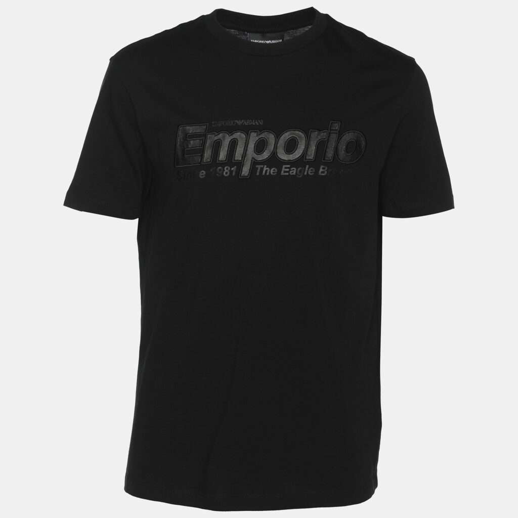 Emporio Armani Black Jersey Logo Embroidered T-Shirt M Emporio Armani Black Jersey Logo Embroidered T-Shirt M