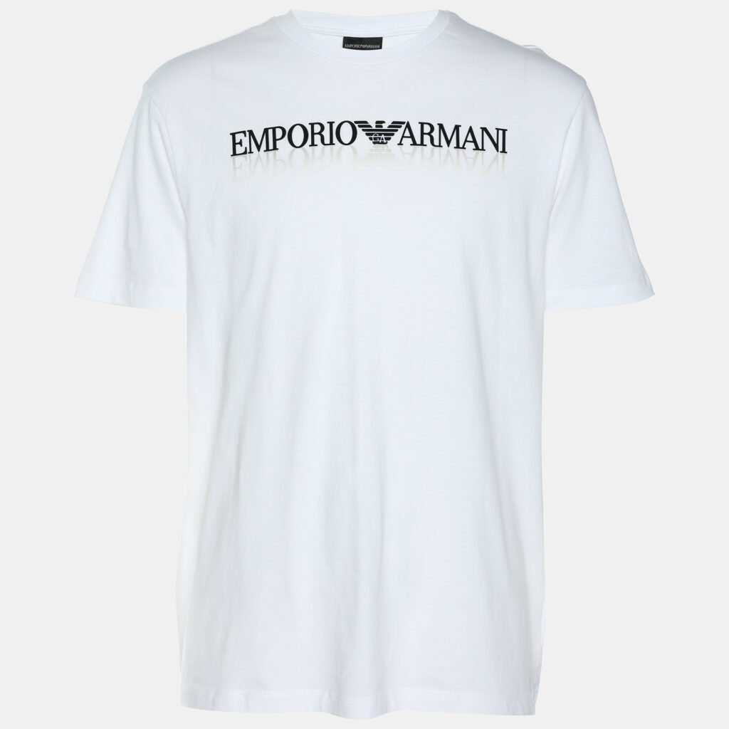 Emporio Armani White Cotton Logo Crew Neck T-Shirt L Emporio Armani White Cotton Logo Crew Neck T-Shirt L