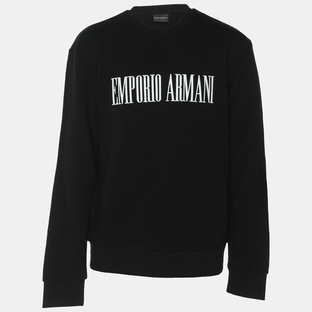 Emporio Armani Black Jersey Logo Print Cotton Sweatshirt M Emporio Armani Black Jersey Logo Print Cotton Sweatshirt M
