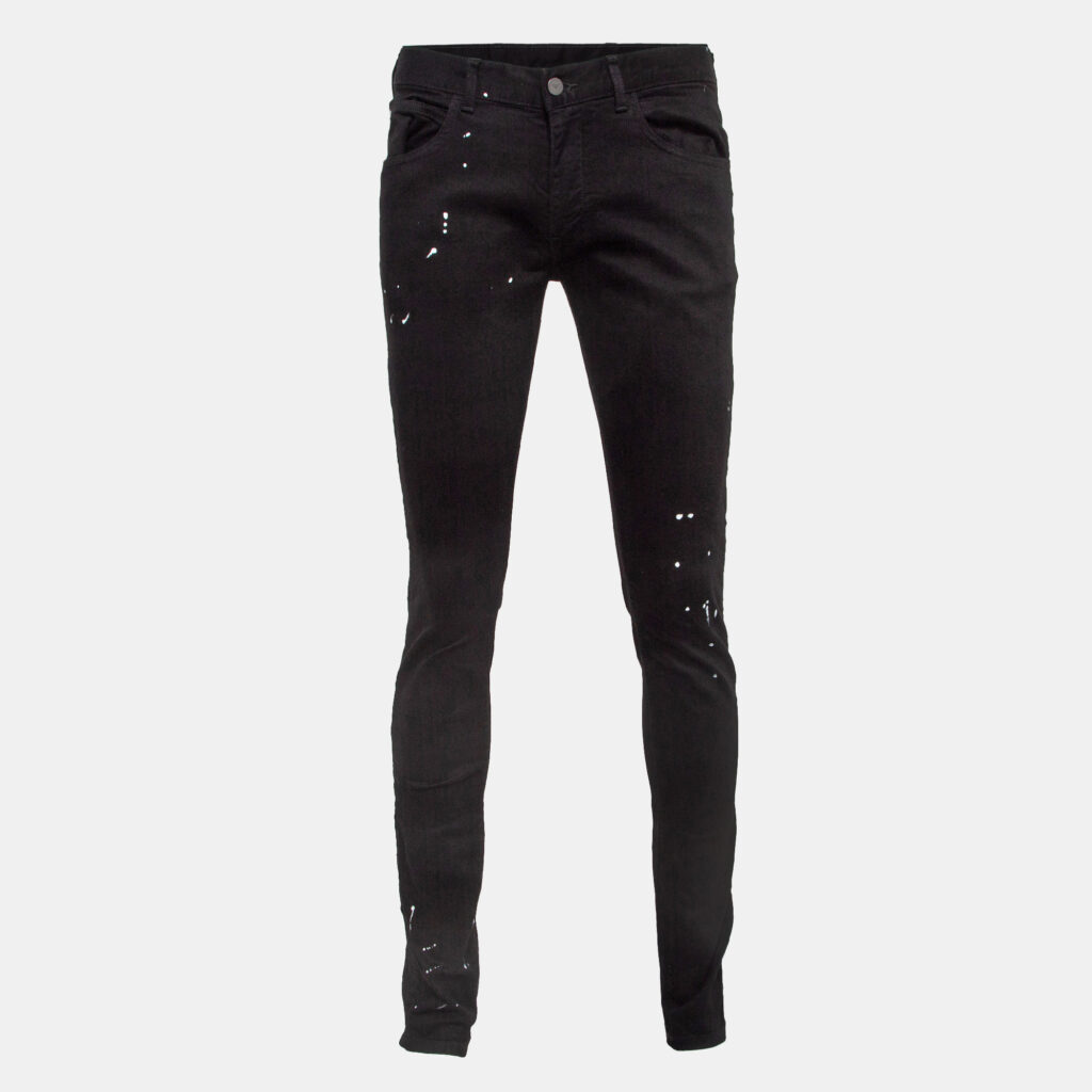 Emporio Armani Black Paint Splash Denim Extra Slim Fit J10 Jeans M Waist 31" Emporio Armani Black Paint Splash Denim Extra Slim Fit J10 Jeans M Waist 31"
