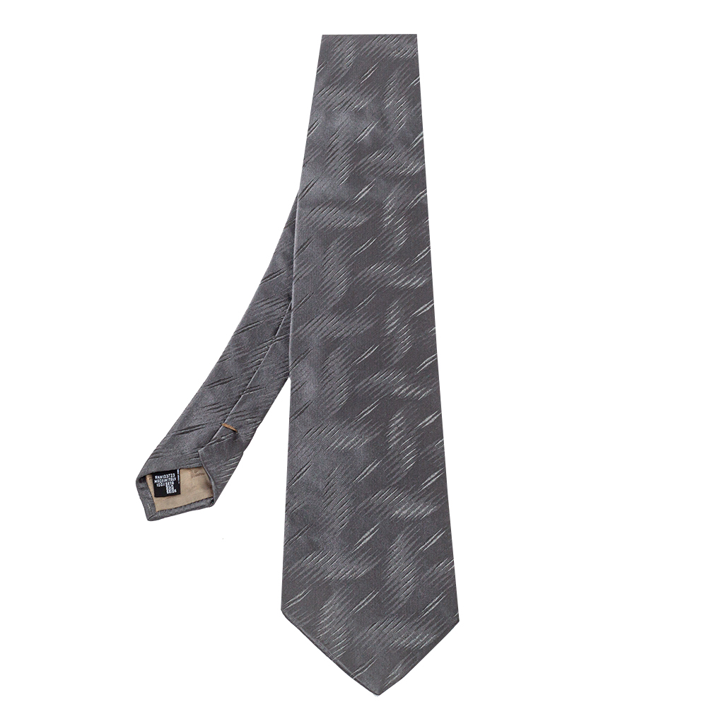 Emporio Armani Grey Textured Silk Traditional Tie Emporio Armani Grey Textured Silk Traditional Tie
