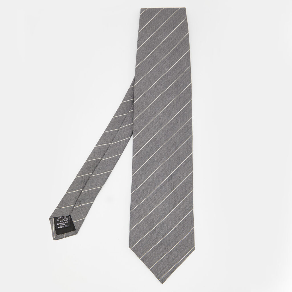 Emporio Armani Grey Striped Silk Tie Emporio Armani Grey Striped Silk Tie