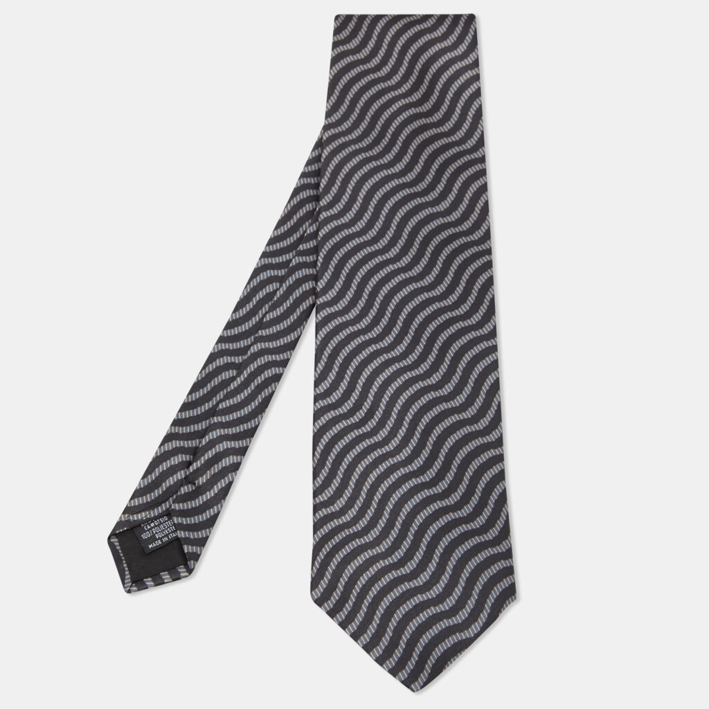 Emporio Armani Black Printed Satin Tie Emporio Armani Black Printed Satin Tie