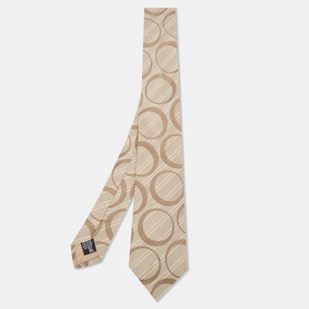 Emporio Armani Beige Patterned Silk Tie Emporio Armani Beige Patterned Silk Tie