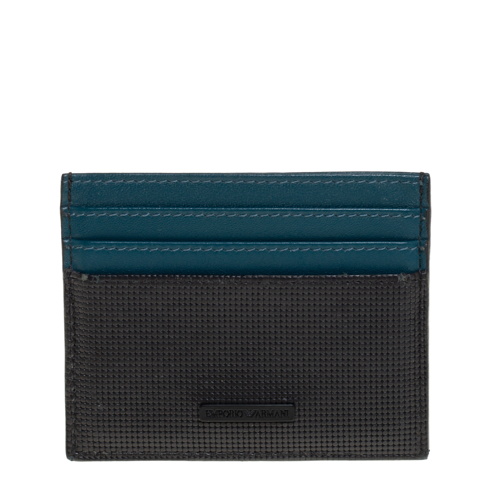 Emporio Armani Blue/Black Leather Card Holder Emporio Armani Blue/Black Leather Card Holder