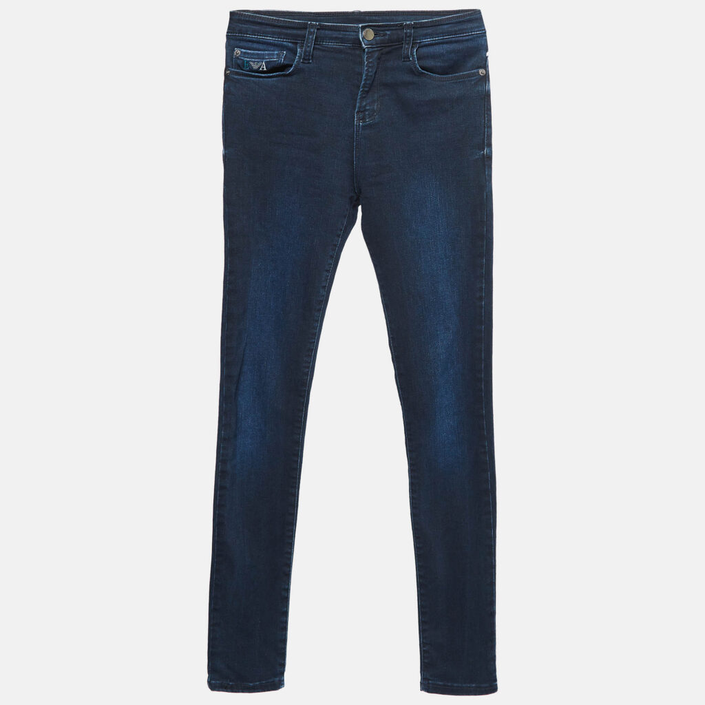Emporio Armani Washed Embroidered Denim Blue Jeans S Waist 25" Emporio Armani Washed Embroidered Denim Blue Jeans S Waist 25"