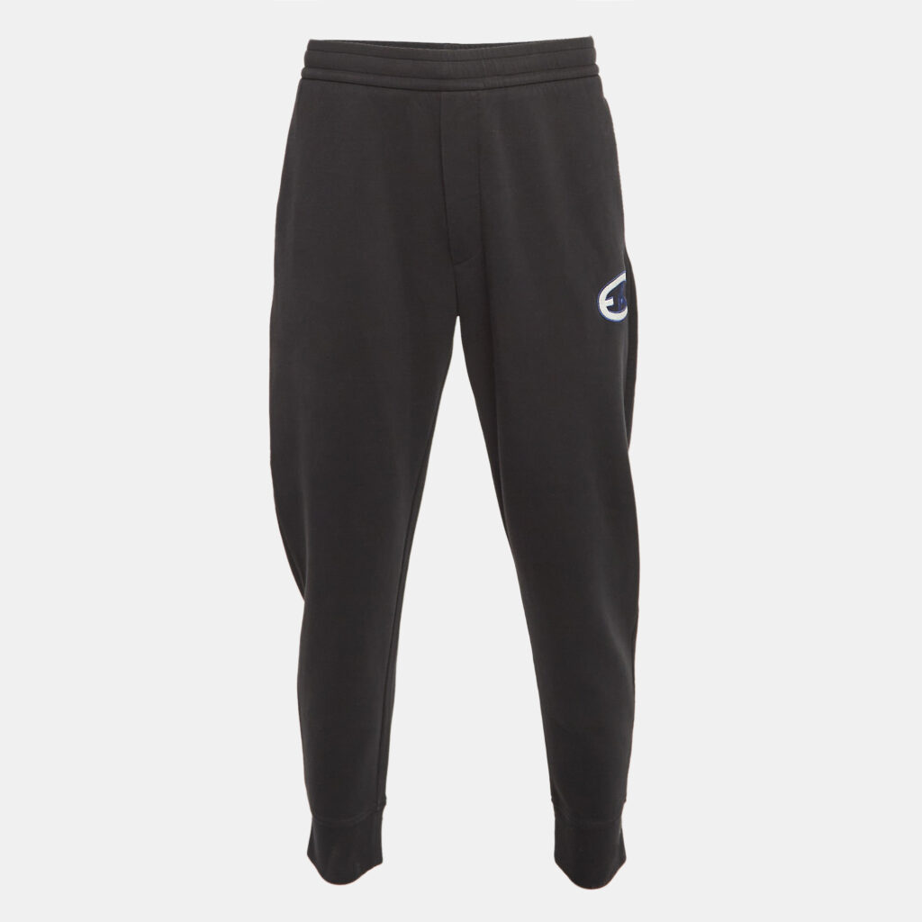 Emporio Armani Black Embroidered Cotton Blend Sweatpants XL Emporio Armani Black Embroidered Cotton Blend Sweatpants XL