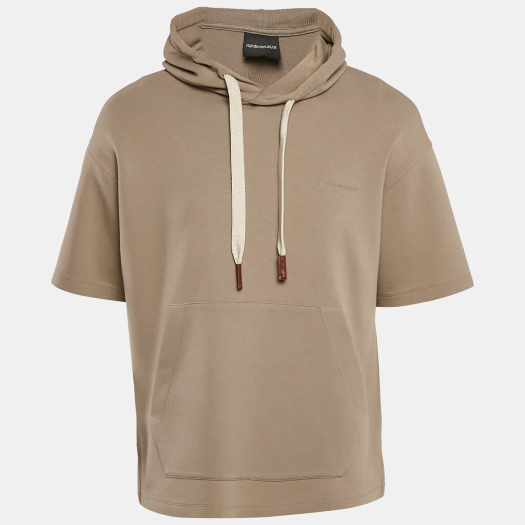 Emporio Armani Grey Neoprene Short Sleeve Hoodie L
