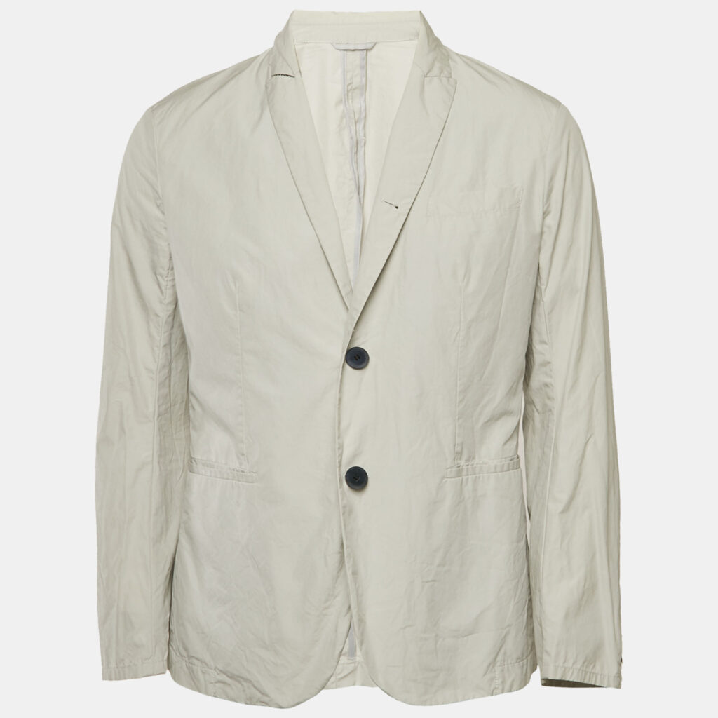 Emporio Armani Light GreyCotton Blazer Sleeve Shirt L Emporio Armani Light GreyCotton Blazer Sleeve Shirt L