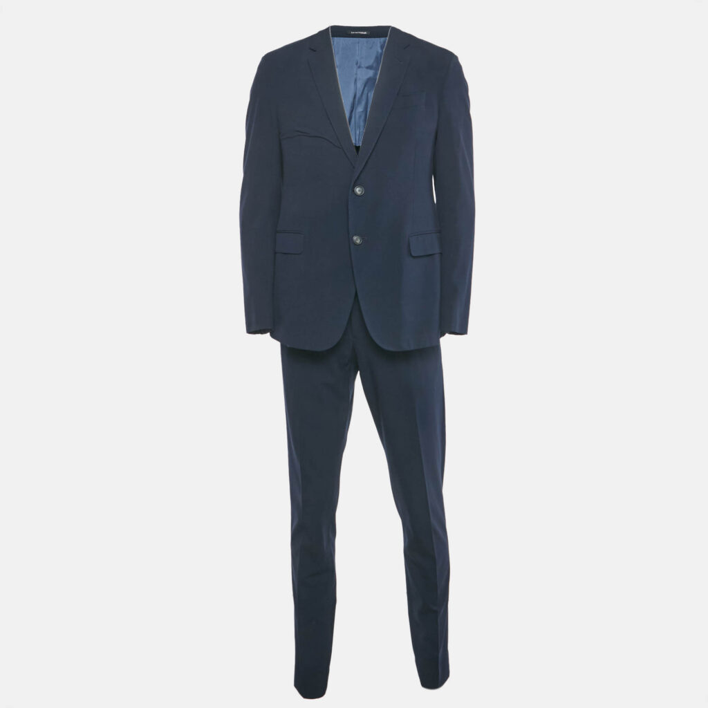 Emporio Armani Navy Blue Wool Sartorial Deco Suit S Emporio Armani Navy Blue Wool Sartorial Deco Suit S