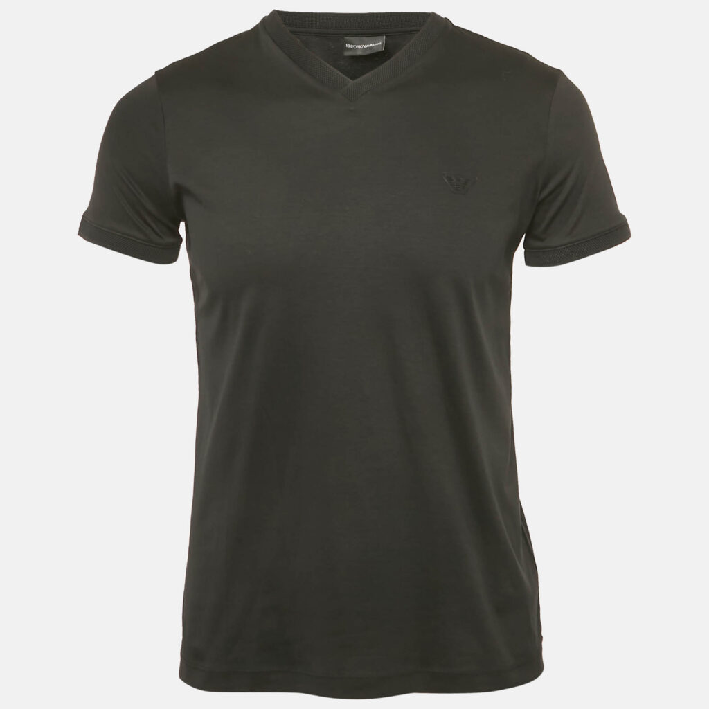 Emporio Armani Black Jersey V-Neck T-Shirt S Emporio Armani Black Jersey V-Neck T-Shirt S