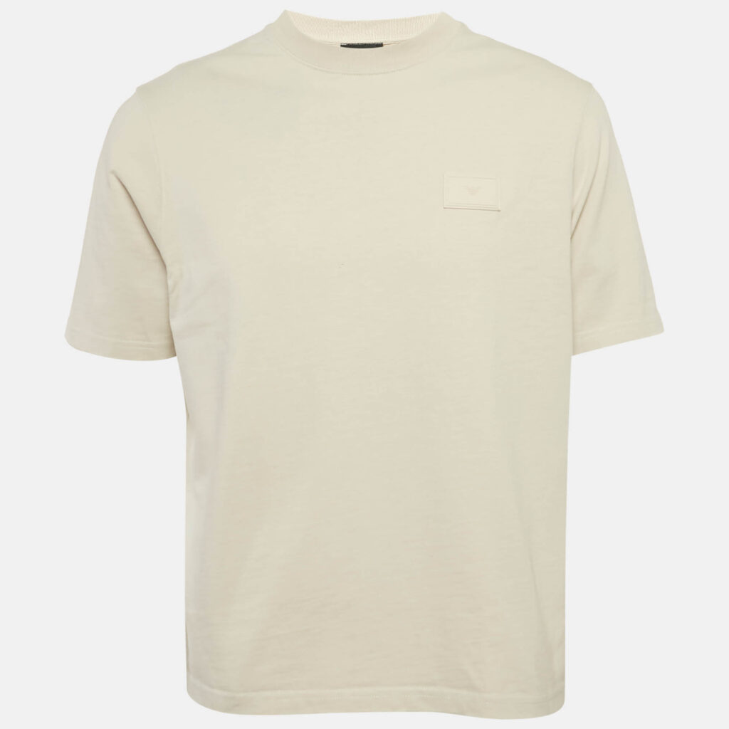 Emporio Armani Light Beige Jersey Crewneck T-Shirt XS