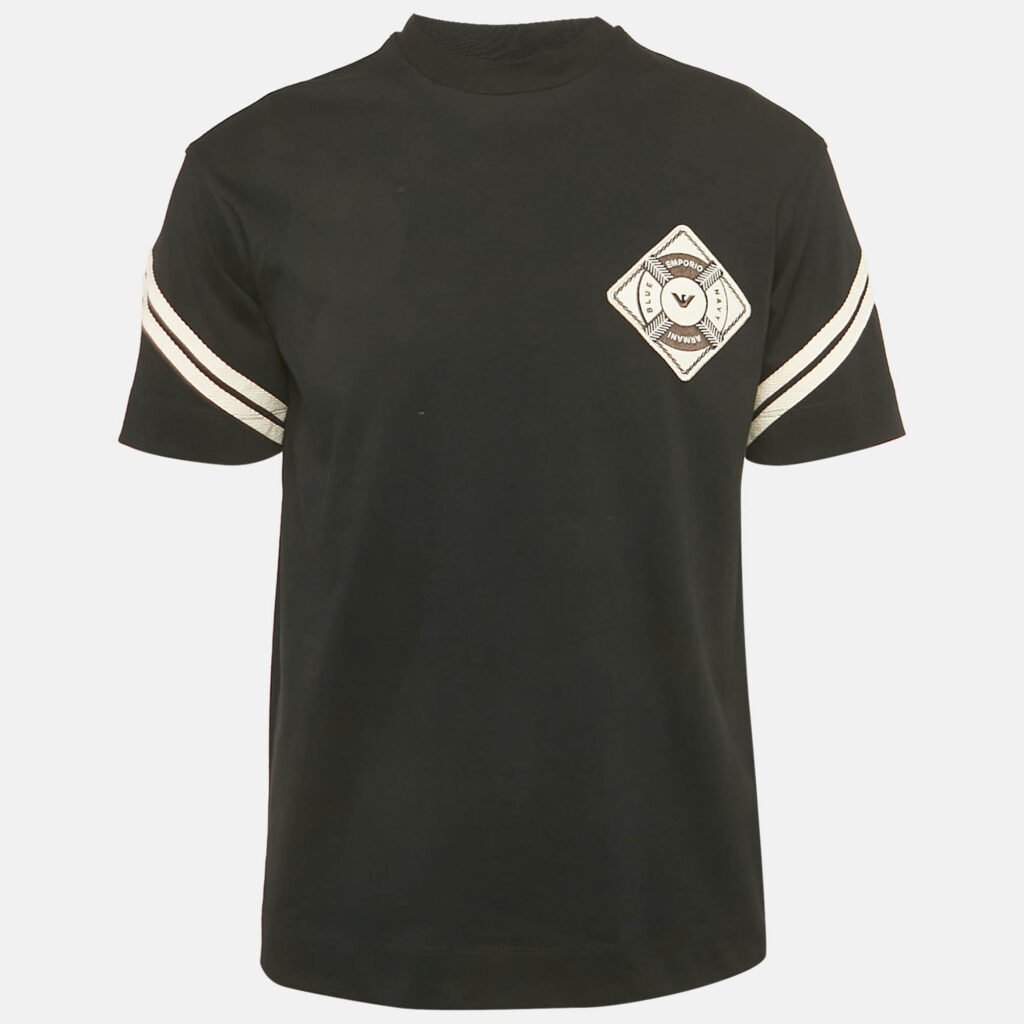 Emporio Armani Black Jersey Applique T-Shirt XS