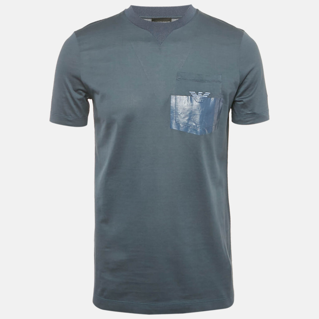 Emporio Armani Blue Cotton Crewneck T-Shirt M