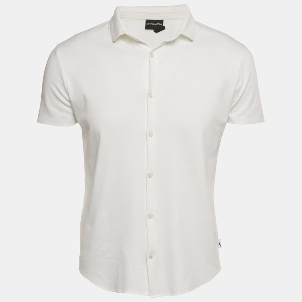 Emporio Armani White Jersey Short Sleeve Shirt S Emporio Armani White Jersey Short Sleeve Shirt S