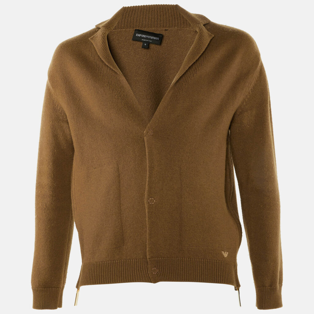 Emporio Armani Brown Wool Knit Button Front Cardigan S