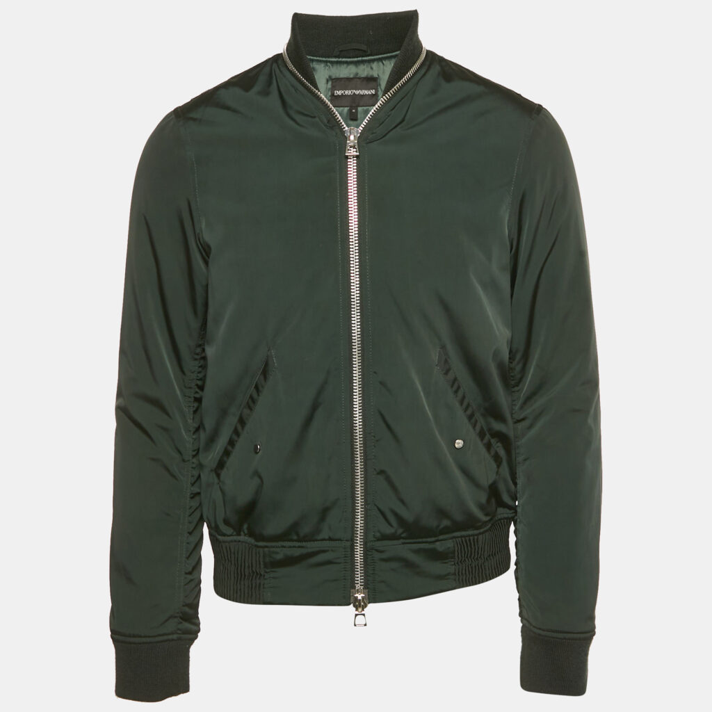 Emporio Armani Green Synthetic Bomber Jacket M Emporio Armani Green Synthetic Bomber Jacket M