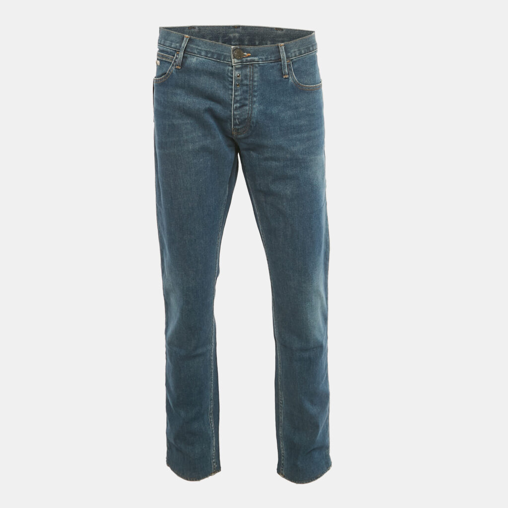 Emporio Armani Blue Washed Denim Tapered Fit Jeans XXL Waist 38" Emporio Armani Blue Washed Denim Tapered Fit Jeans XXL Waist 38"