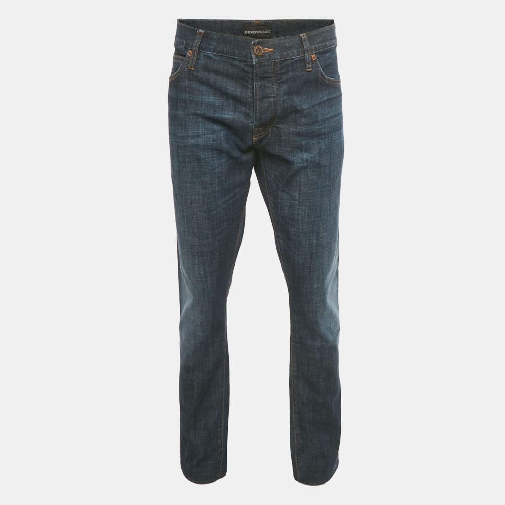 Emporio Armani Dark Blue Denim Regular Fit Jeans XXL Waist 40"