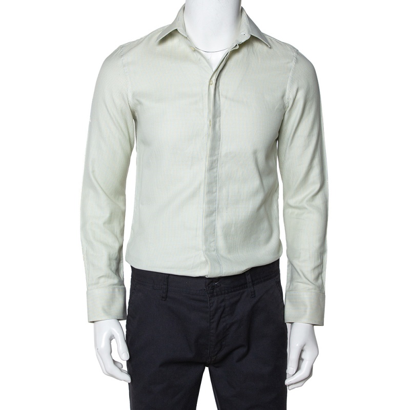 Emporio Armani Light Green Cotton Button Front Shirt S Emporio Armani Light Green Cotton Button Front Shirt S