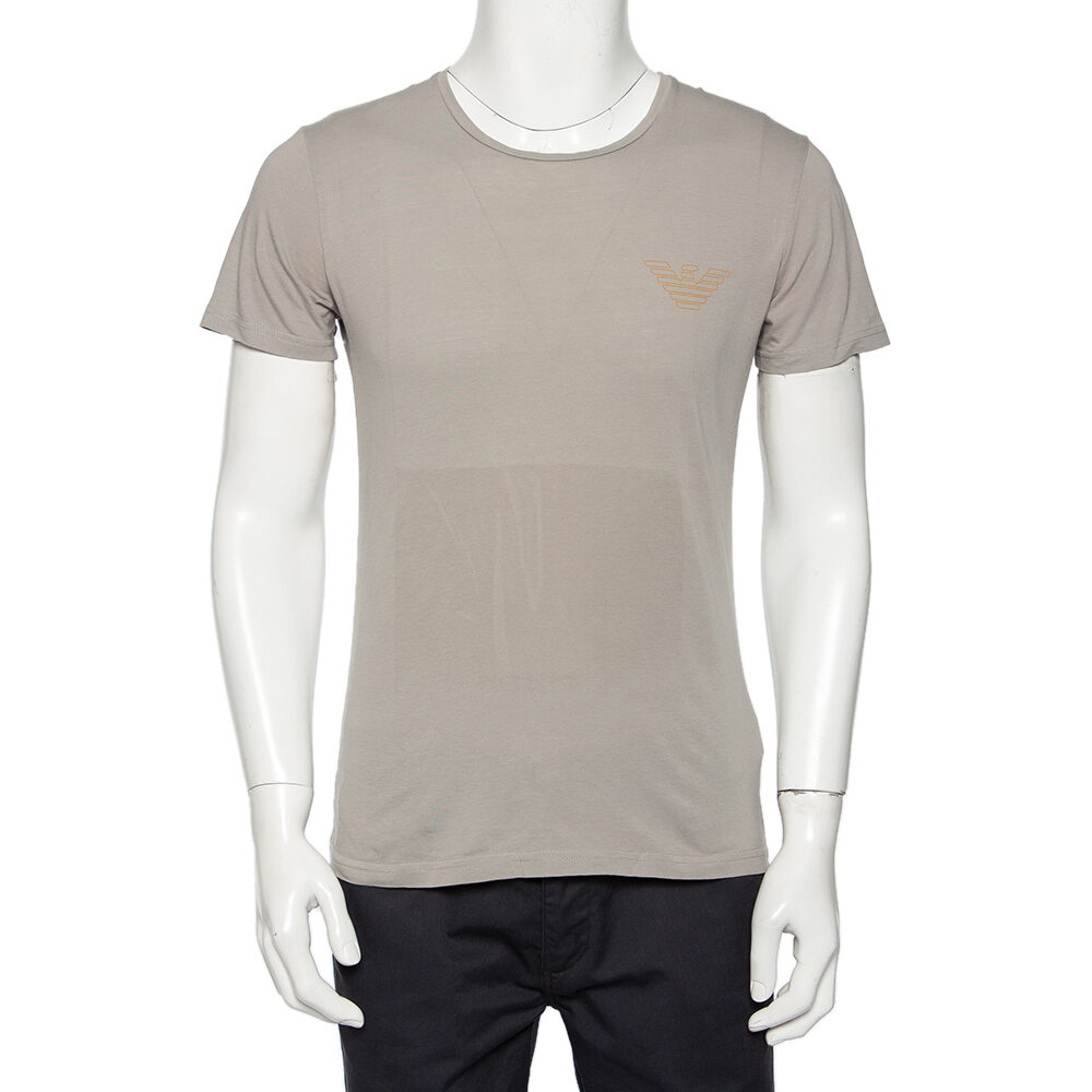 Emporio Armani Grey Logo Generationy Printed Cotton Crewneck T-Shirt M Emporio Armani Grey Logo Generationy Printed Cotton Crewneck T-Shirt M