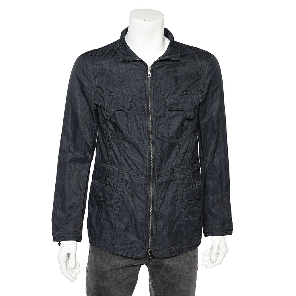 Emporio Armani Midnight Blue Cotton Utility Jacket M Emporio Armani Midnight Blue Cotton Utility Jacket M