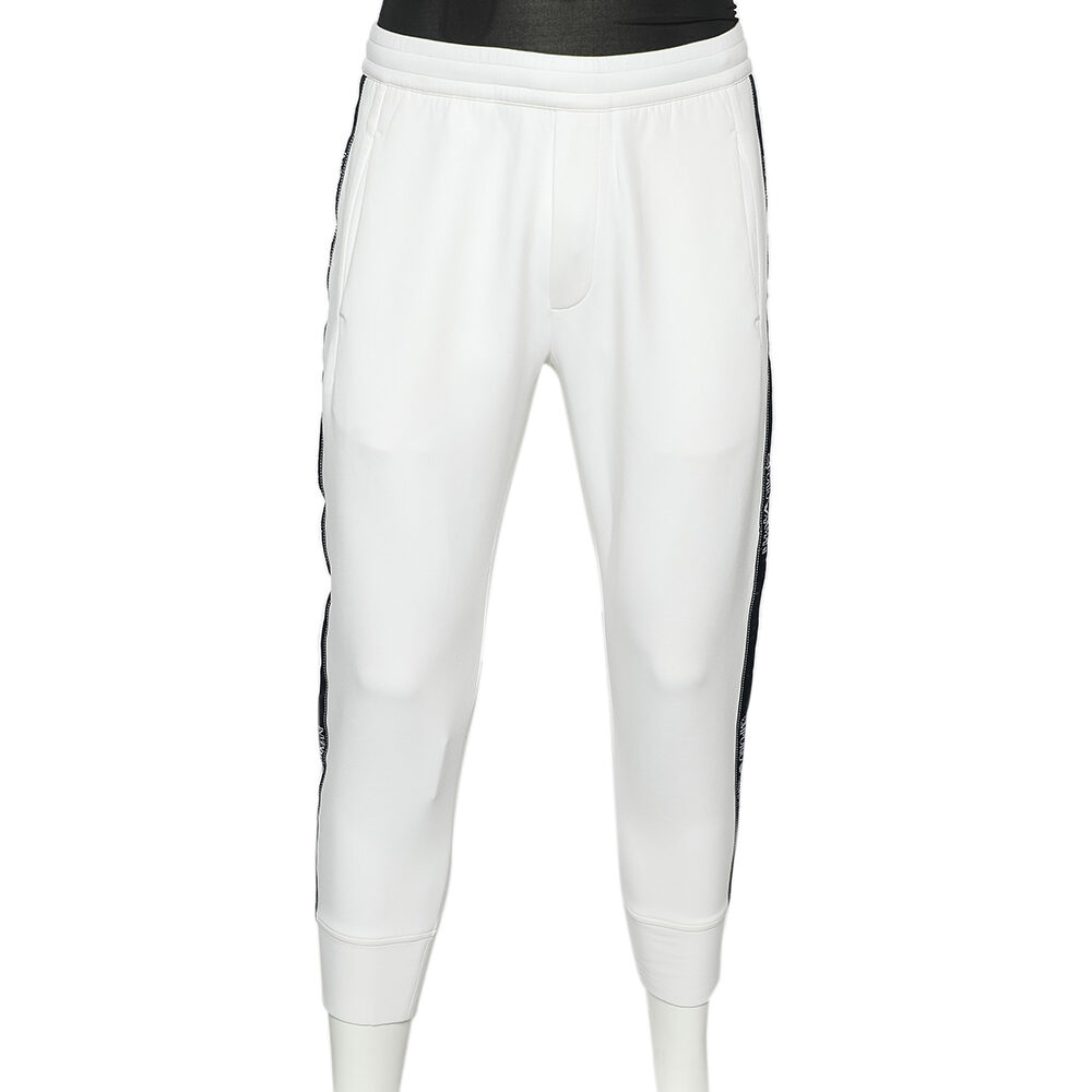 Emporio Armani White Cotton Knit Logo Band Detail Joggers S Emporio Armani White Cotton Knit Logo Band Detail Joggers S