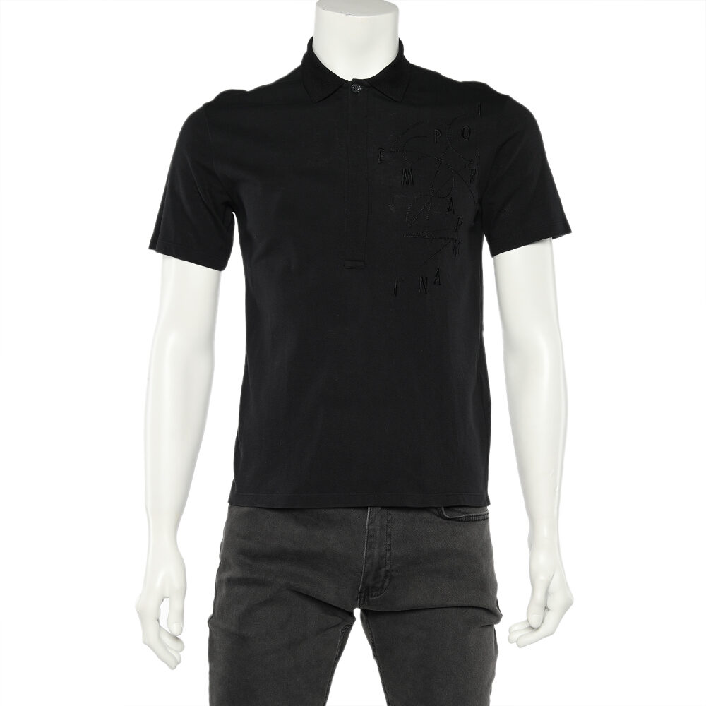 Emporio Armani Black Logo Embroidered Cotton Pique Polo T-Shirt XS Emporio Armani Black Logo Embroidered Cotton Pique Polo T-Shirt XS
