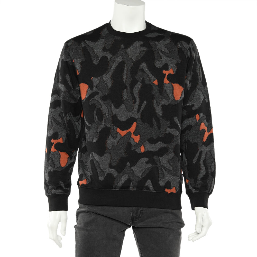 Emporio Armani Charcoal Grey Camouflage Intarsia Knit Crewneck Sweater XL Emporio Armani Charcoal Grey Camouflage Intarsia Knit Crewneck Sweater XL