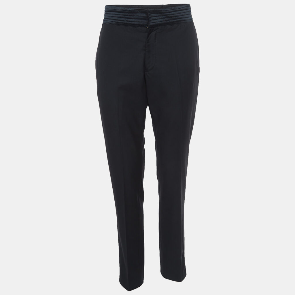 Emporio Armani Black Wool Regular Fit Trousers S Emporio Armani Black Wool Regular Fit Trousers S