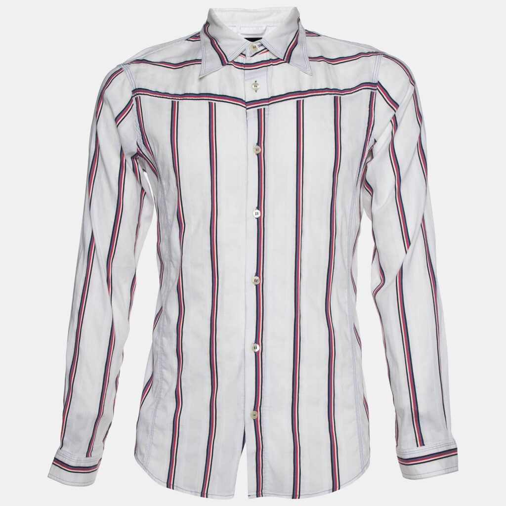 Emporio Armani White Striped Cotton Misura Long Sleeve Shirt S Emporio Armani White Striped Cotton Misura Long Sleeve Shirt S