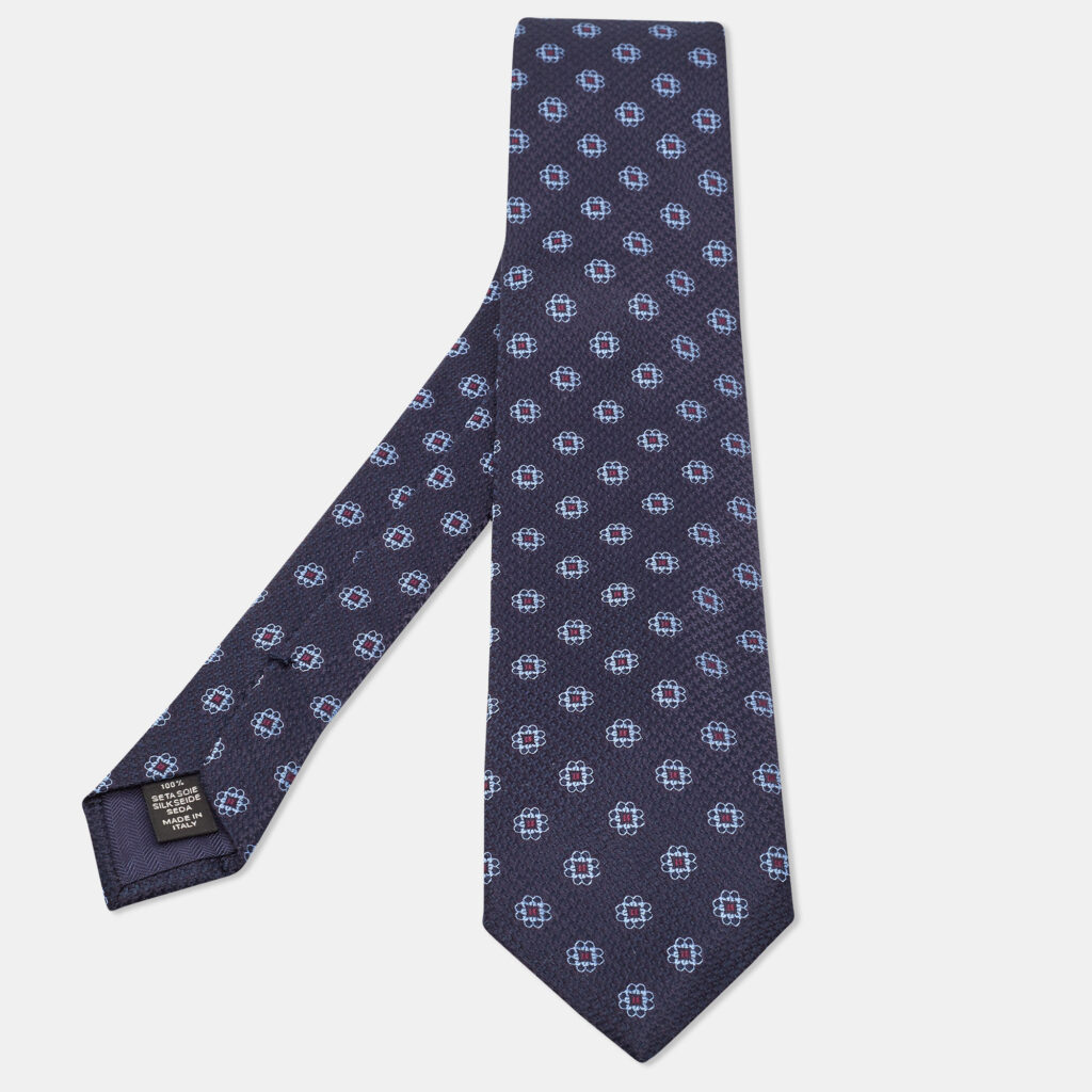 Ermenegildo Zegna Blue Floral Pattern Silk Tie Ermenegildo Zegna Blue Floral Pattern Silk Tie