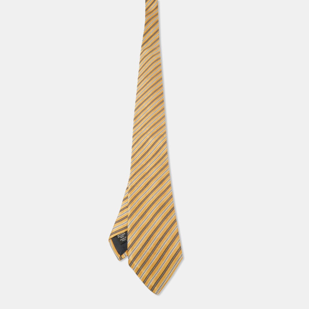 Ermenegildo Zegna Yellow Striped Silk Tie Ermenegildo Zegna Yellow Striped Silk Tie