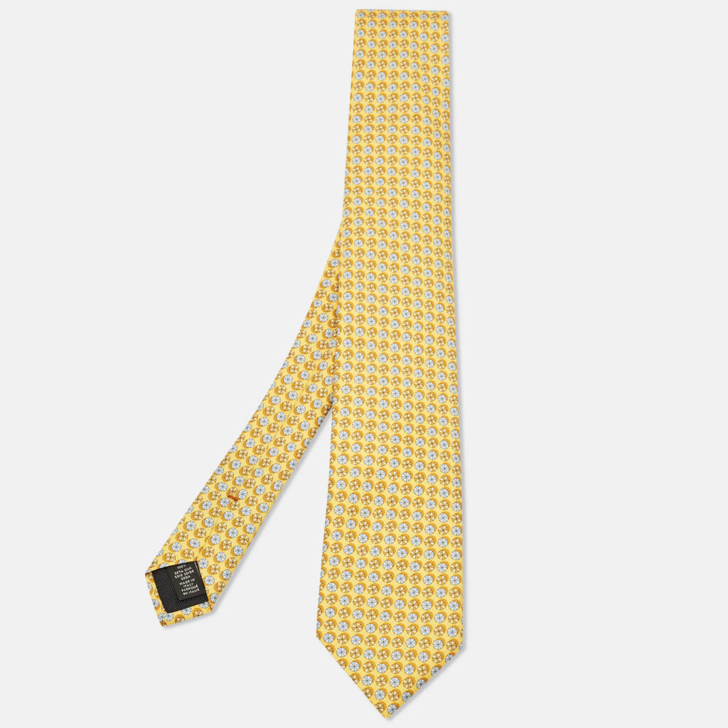 Ermenegildo Zegna Yellow Patterned Silk Tie Ermenegildo Zegna Yellow Patterned Silk Tie