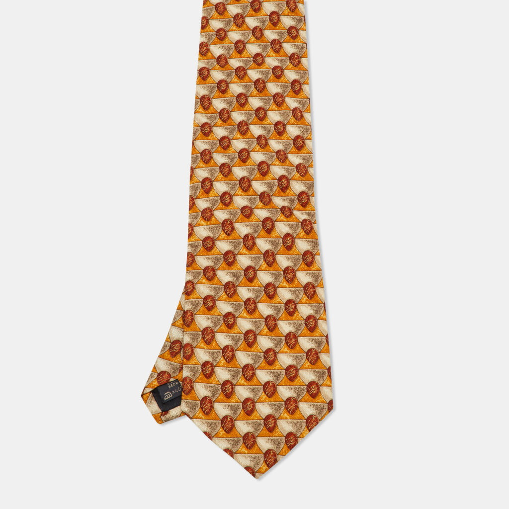 Ermenegildo Zegna Orange Printed Silk Traditional Tie Ermenegildo Zegna Orange Printed Silk Traditional Tie