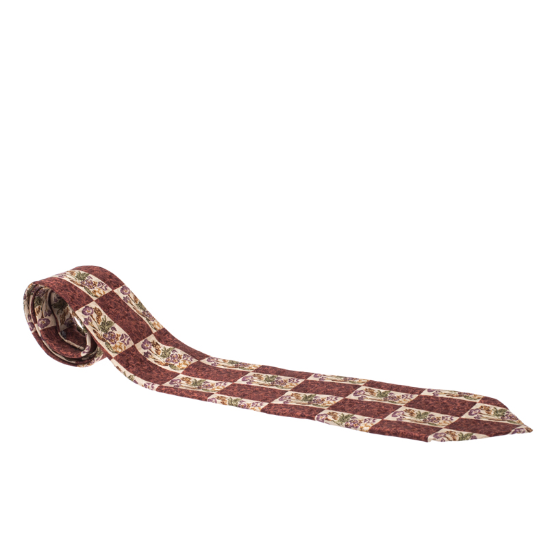 Ermenegildo Zegna Vintage Multicolor Floral Print & Jacquard Silk Tie Ermenegildo Zegna Vintage Multicolor Floral Print & Jacquard Silk Tie