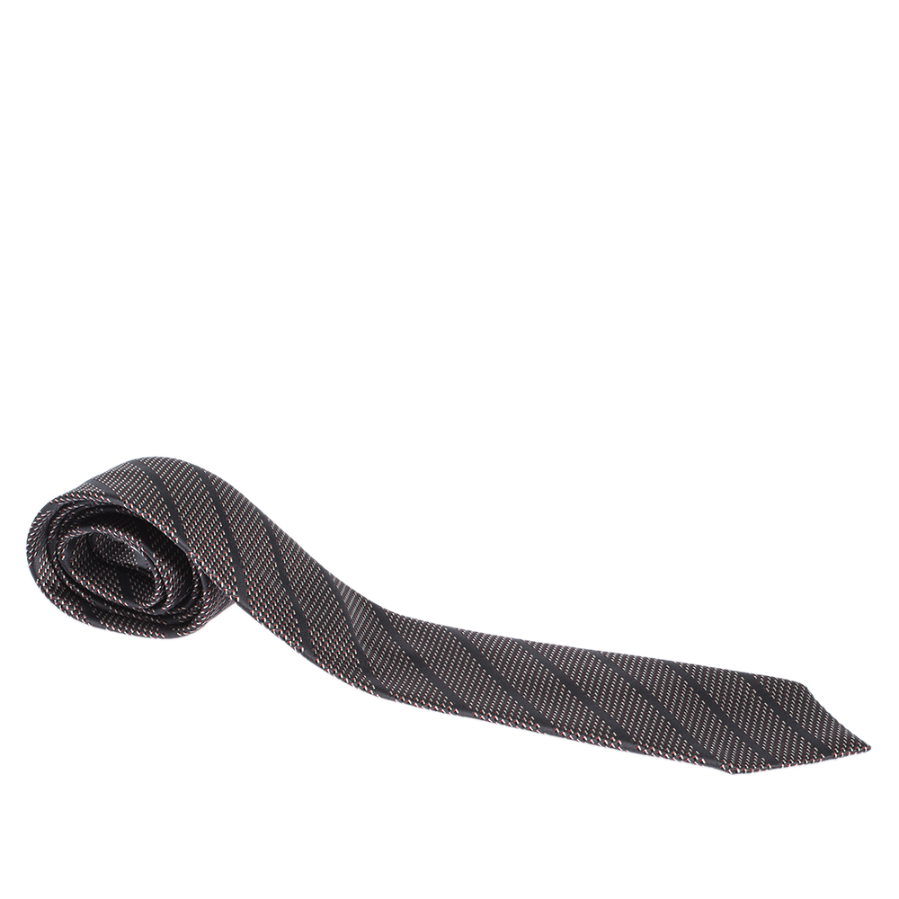 Ermenegildo Zegna Grey Diagonal Pattern Silk Tie Ermenegildo Zegna Grey Diagonal Pattern Silk Tie