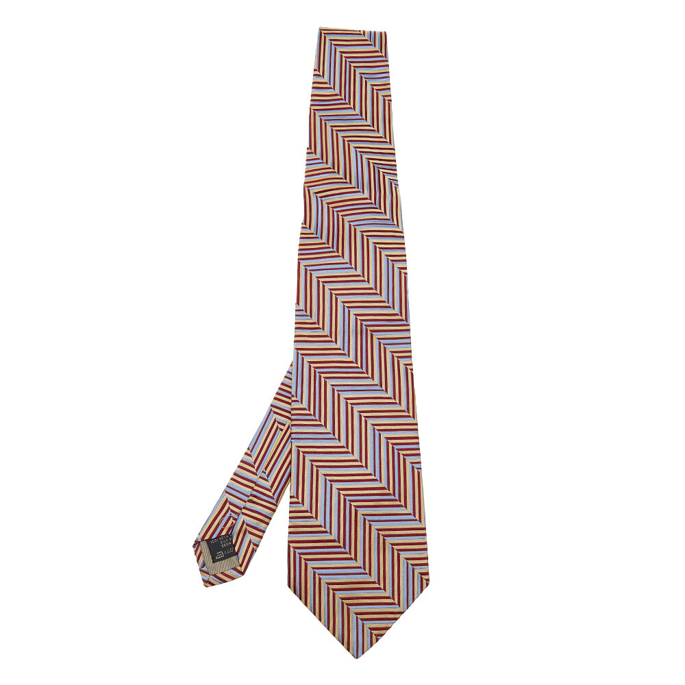 Ermenegildo Zegna Multicolor Diagonal Patterned Silk Jacquard Tie