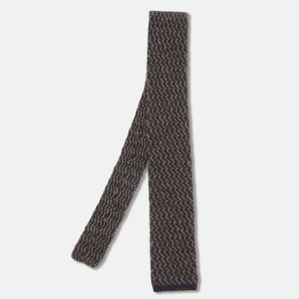 Ermenegildo Zegna Couture Bicolor Chevron Cashmere Knit Tie