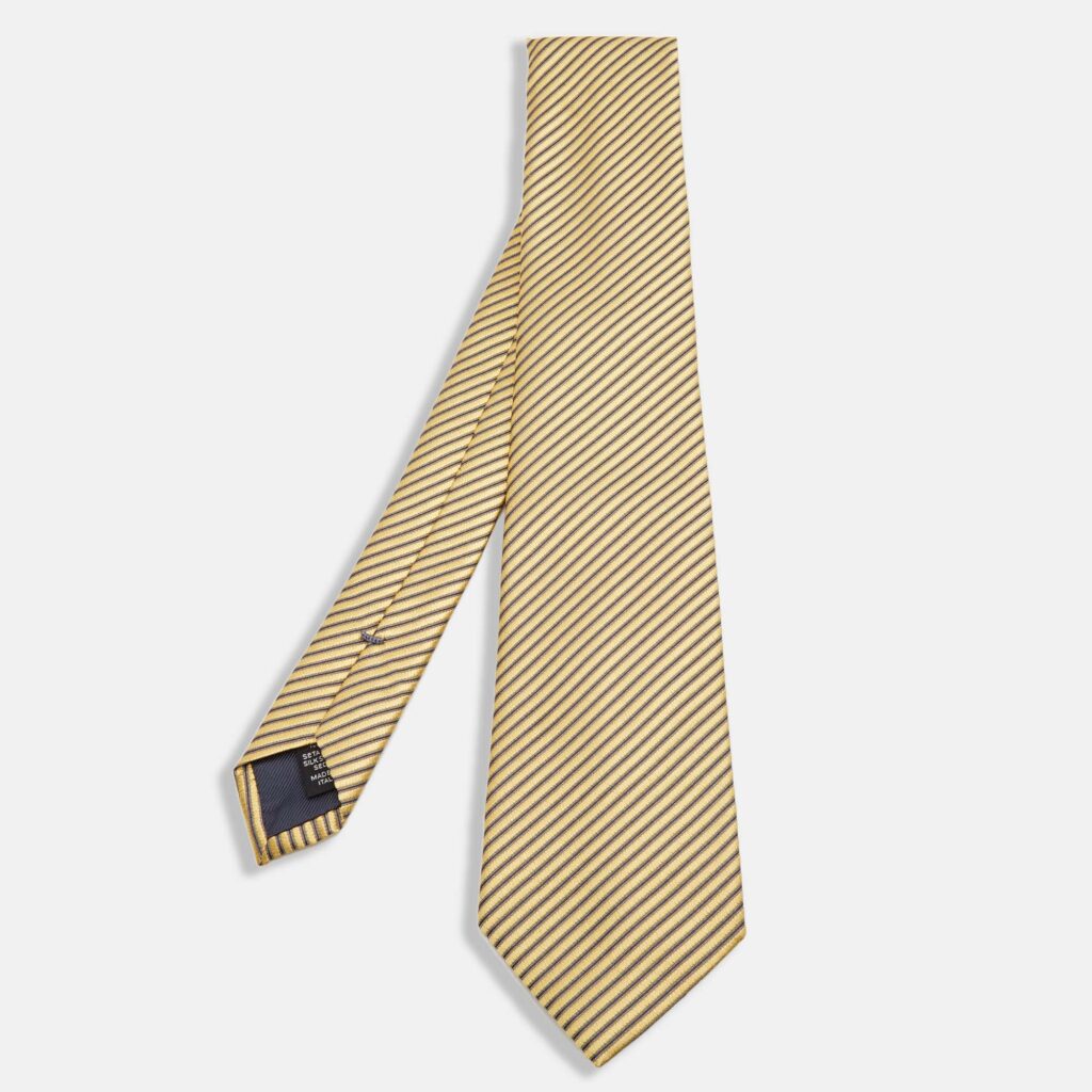 Ermenegildo Zegna Yellow Diagonal Striped Silk Tie Ermenegildo Zegna Yellow Diagonal Striped Silk Tie