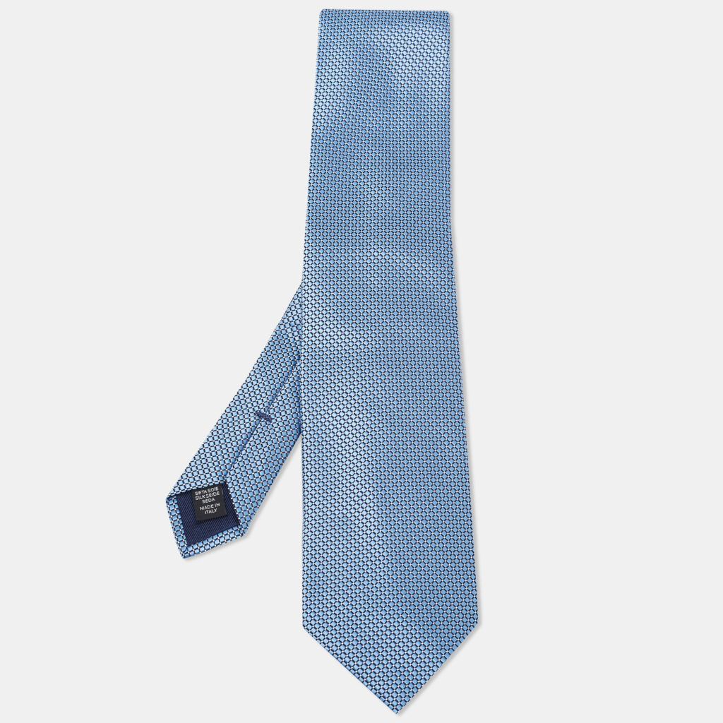 Ermenegildo Zegna Blue Patterned Silk Tie