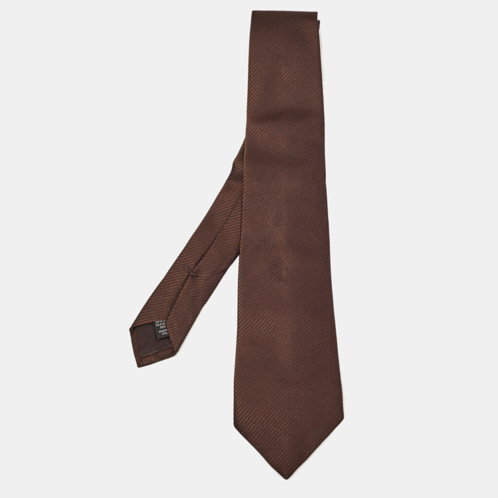 Ermenegildo Zegna Brown Striped Silk Tie