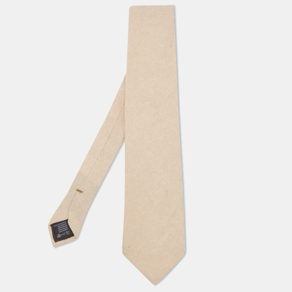 Ermenegildo Zegna Beige Patterned Cashmere Tie