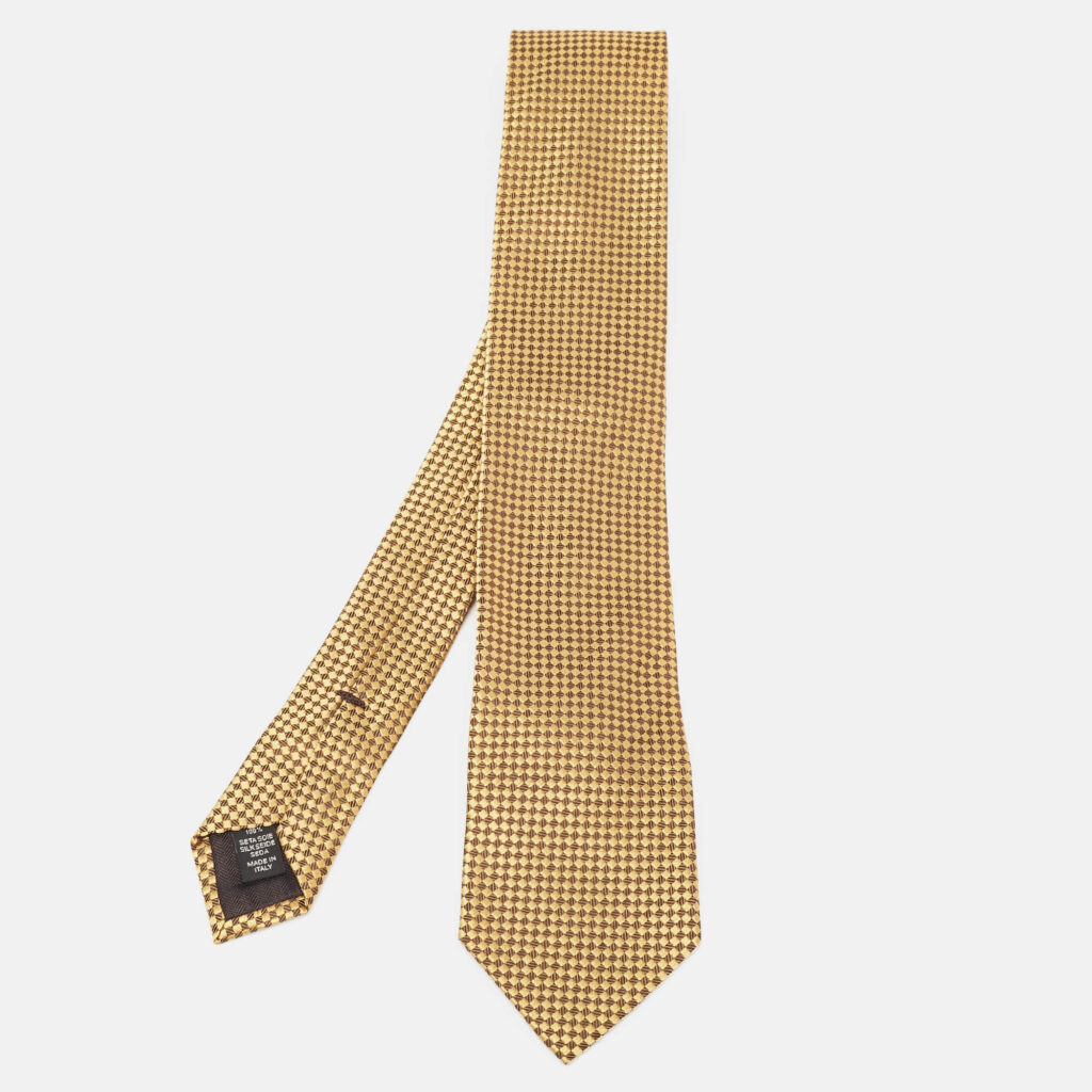 Ermenegildo Zegna Yellow Jacquard Silk Tie