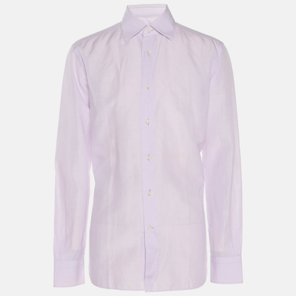 Ermenegildo Zegna Lilac Linen Blend Long Sleeve Shirt S