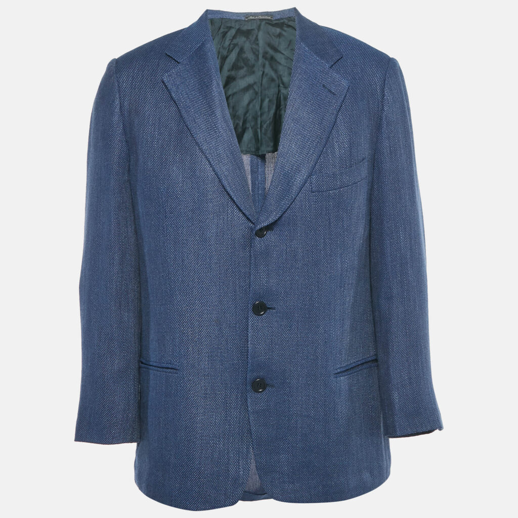 Ermenegildo Zegna Navy Blue Linen Blend Blazer XL