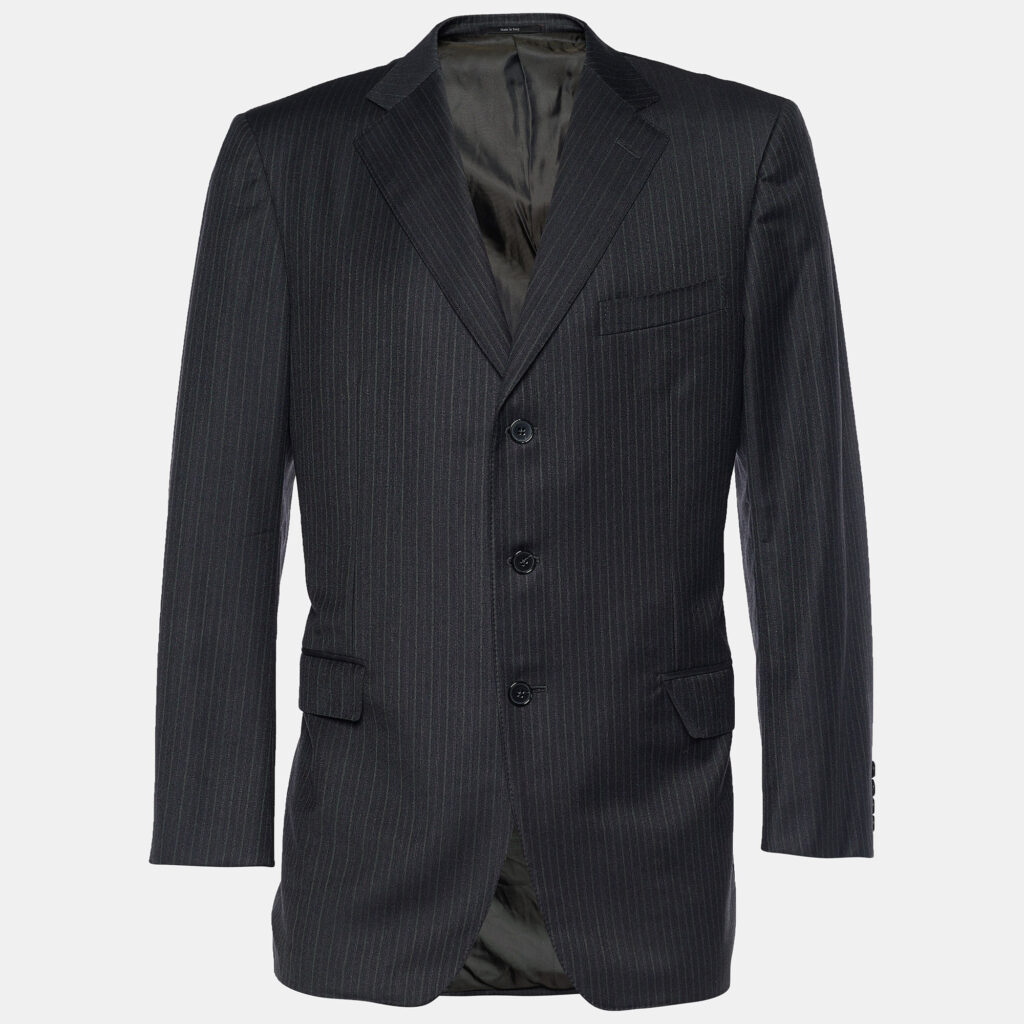 Ermenegildo Zegna Grey Striped Wool Single Breasted Blazer XL Ermenegildo Zegna Grey Striped Wool Single Breasted Blazer XL